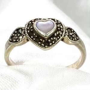 AMW Heart Moonstone & Sterling Silver Sz 7 1-2 Ring